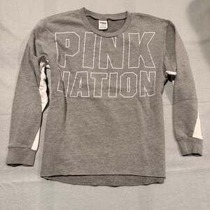 Victoria's Secret PINK Nation Heather Gray Campus Sweatshirt Size S